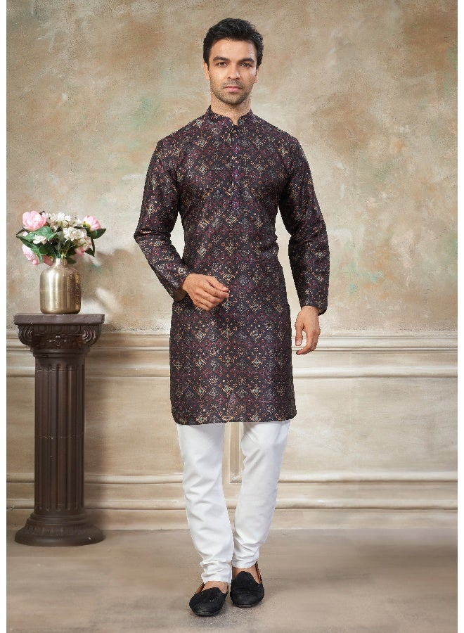 OUTLUK Black Premium Silk Kurta for Men - Image 1